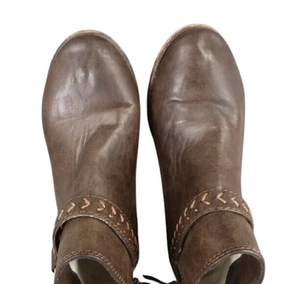 Roxy Shoes Womens 7 Booties Western Harness Fashion Brown Zip Casual Ankle Boot - Picture 9 of 14